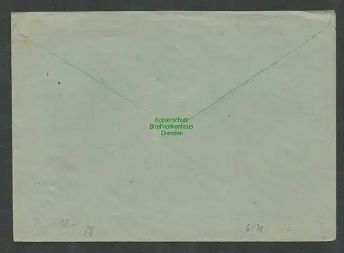 B6078 Brief SBZ Gebühr bezahlt 1945 Gelenau Erzgeb. nach Mittweida