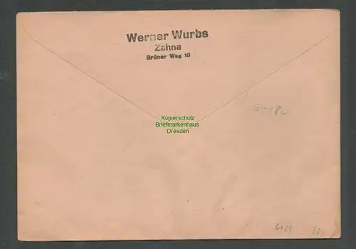 B6129 Brief SBZ Gebühr bezahlt 1948 Zahna Währungsreform