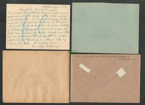 B6204 4x Brief Karte SBZ Gebühr bezahlt 1945 Oederan Zigarrenfabriken Wetzel & H