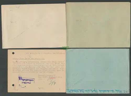 B6111 4x Brief Karte SBZ Gebühr bezahlt 1945 Schönheide Erzgeb. Pinselfabrik