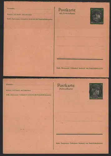 B10063 SBZ Lokalausgabe FM Fredersdorf auf Hitler Ganzsache 1945 Antwortkarte
