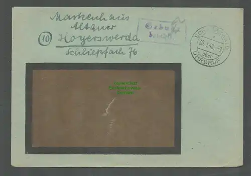 B-5691 SBZ Gebühr Bezahlt Brief Schwarzwald über Ohrdruff 1946