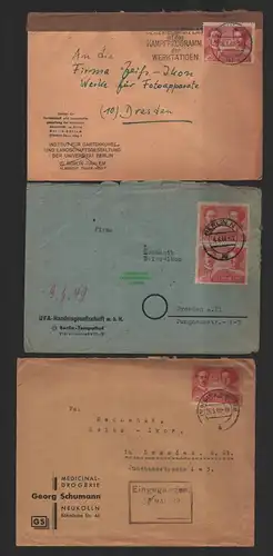 B10070 3x Brief SBZ Berlin  1949 nach Dresden Zeiss Ikon