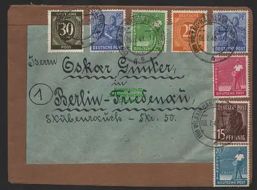 B10000 Brief SBZ Gebühr Währungsreform 1948 Zehnfach Wilkau-Hasslau n. Friedenau