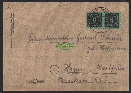 B10065 Briefvorderseite SBZ Mecklenburg Rostock 1945 nach Hagen Westf.