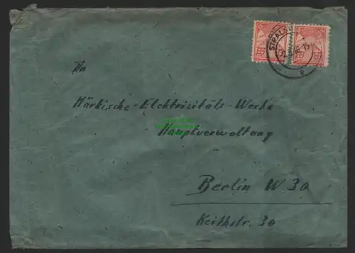 B10058 Brief SBZ Mecklenburg Stralsund 1946 nach Berlin MEW