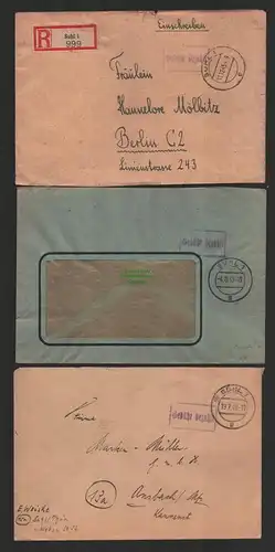 B10148 3x Brief SBZ Gebühr bezahlt EInschreibenSuhl 1945 Währungsreform 1948