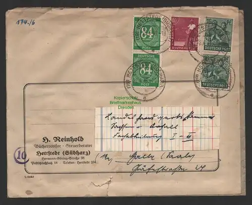 B10233 Brief SBZ Währungsreform 1948 Zehnfach Hettstedt Südharz 26.6.48