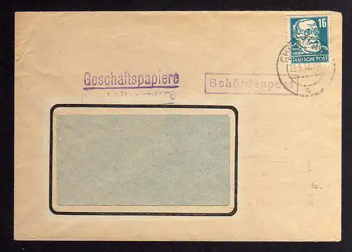 B1278 DDR 1952 Köpfe II 332 za XI 22.9.52 sehr frühes Datum Geschäftspapiere Beh