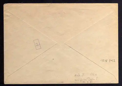 B1278 DDR 1952 Köpfe II 332 za XI 22.9.52 sehr frühes Datum Geschäftspapiere Beh