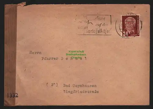 B11006 Brief DDR Erfurt 1950 Britische Zensur nach Hamburg Volksdorf