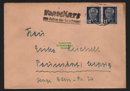 B11028 Brief DDR Propaganda Losung Lauenstein Vorwärts zum Aufbau d. Sozialismus