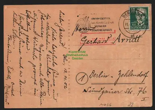 B11036 Brief DDR Propaganda Losung Berlin Lernt vom Sowjetvolk Gegenstempel