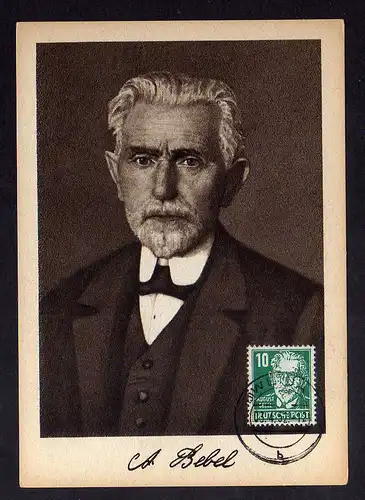 B126 DDR seltene Maximumkarte August Bebel 1952