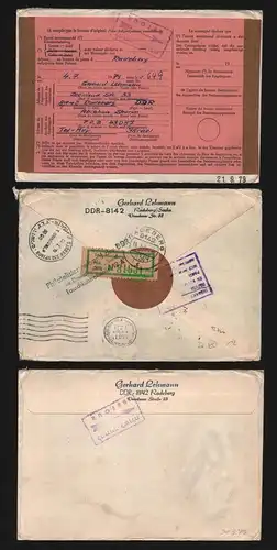 B12766 3x DDR Brief Einschreiben 1x Rücksechein nach Tel Aviv Israel 1979