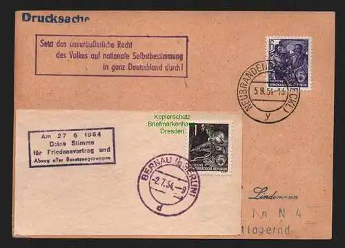 B11016 Postkarte DDR Propaganda Losung Selbstbestimmung Friedensvertrag 1954