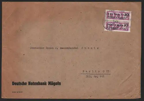 B14205 DDR ZKD Brief 1957 2x15 1408 Oschatz Deutsche Notenbank an DIA Chemie Ber
