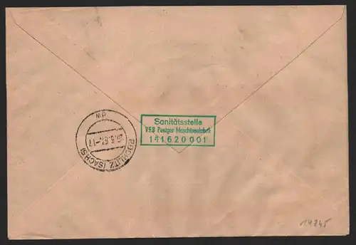 B14245 DDR ZKD Brief 1957 11 1516 Rochlitz VEB Peniger Maschinenfabrik  an nach
