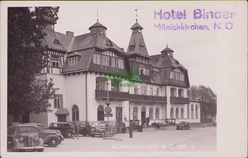 158135 AK Mönichkirchen N.-Ö. Fotokarte Hotel Binder um 1935 Niederösterreich
