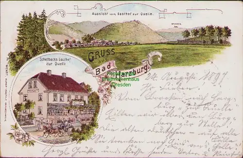 158139 AK Bad Harzburg 1897 Schellbach´s Gasthof zur Quelle