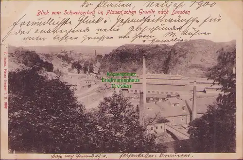 158244 AK Blick vom Schweizerbett im Plauenschen Grunde n. Dresden Felsenkeller