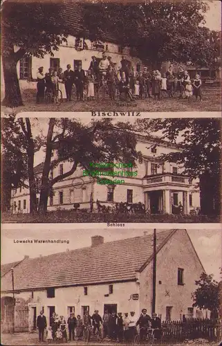 158179 AK Bischwitz Biskupice Olawskie Oder Gasthaus 1930 Schloss Lowack´s Waren