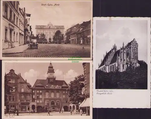 158178 3 AK Ilawa Deutsch Eylau Opr. Markt 1934 Rathaus Drogerie 1929 Kirche