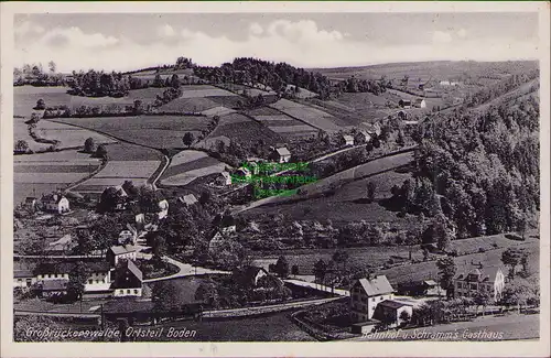 158152 AK Großrückerswalde Ortsteil Boden 1939 Bahnhof und Schramm´s Gasthaus