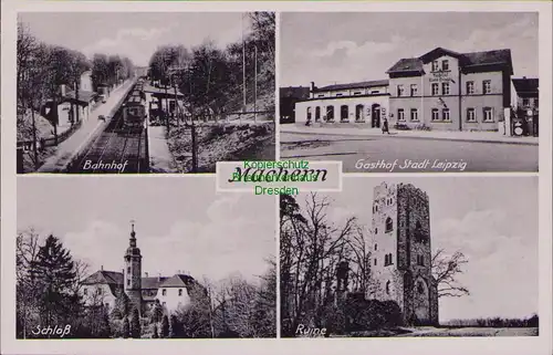 154989 AK Machern Gasthof Stadt Leipzig Schloß Ruine um 1940