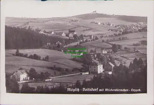 154987 AK Müglitz Voigtsdorf mit Mückentürmchen Erzgebirge Fotokarte um 1920