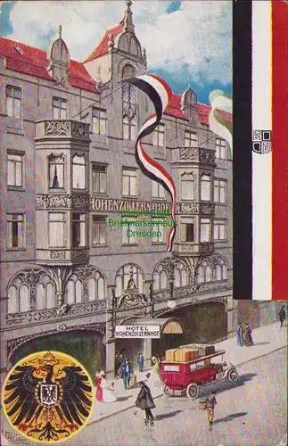 154975 AK Dresden Altstadt 1907 Hotel Hohenzollernhof Künstlerkarte