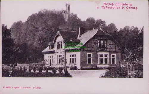 154909 AK Schloß Callenberg u. Restauration bei Coburg um 1900 Reliefkarte