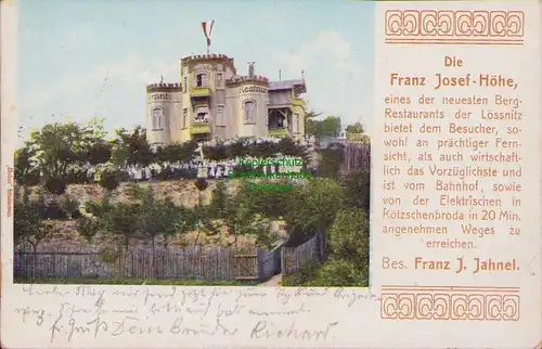 154887 AK Lössnitz Franz Josef Höhe Kötzschenbroda 1904
