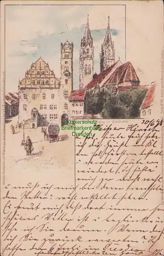 154869 AK Litho Marktplatz in Oschatz 1898 Gertrud Steinbach