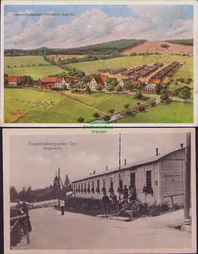 154854 2 AK Villbach Lettgenbrunn bei Bad Orb 1916 Truppenübungsplatz Wegscheide
