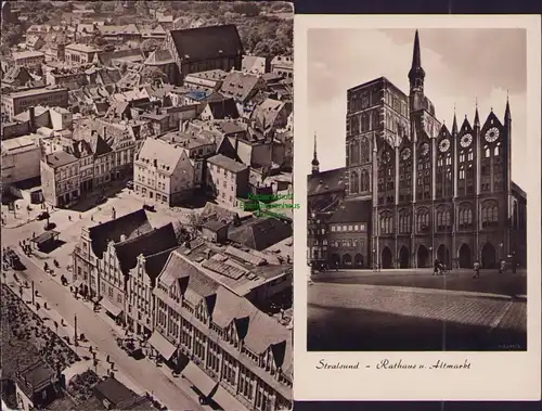 154838 2 AK Stralsund Rathaus Altmarkt 1958 Blick von der Nicolaikirche 1956