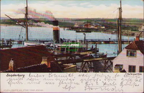 154780 AK Sonderburg Dänemark 1910 Hafenpartie Dampfer