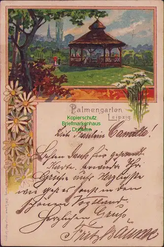 154774 AK Leipzig 1895 Litho Palmengarten Künstlerkarte