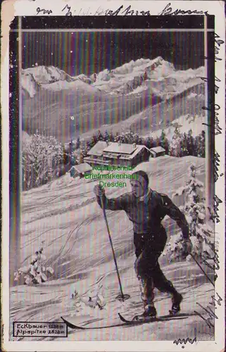 154767 AK Garmisch-Partenkirchen 1939 Werbekarte Wintersport Schiläufer Eckbauer