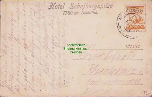 154745 AK Fotokarte St. Wolfgang Hotel Schafbergspitze 1927