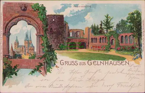 154694 AK Gelnhausen Künstlerkarte Litho um 1900 Barbarossaburg