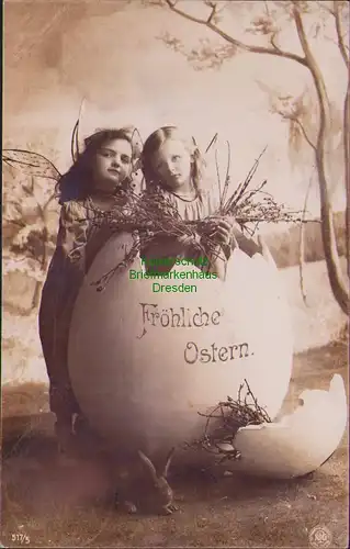 154660 AK Fröhliche Ostern  1907 Kinder im Osterei Hase