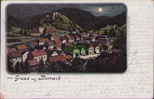 154585 AK Berneck Litho 1899 Panorama Mondscheinkarte