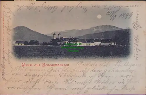 154584 AK Benediktbeuern 1899 Panorama Mondscheinkarte