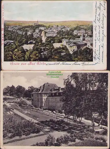 154580 2 AK Bad Elster um 1905 Panorama Kurheim Reichsbahn Gartenanlage