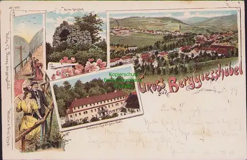 154574 AK Berggießhübel Litho  1899 Johann Georgen Bad Ruine Gersdorf