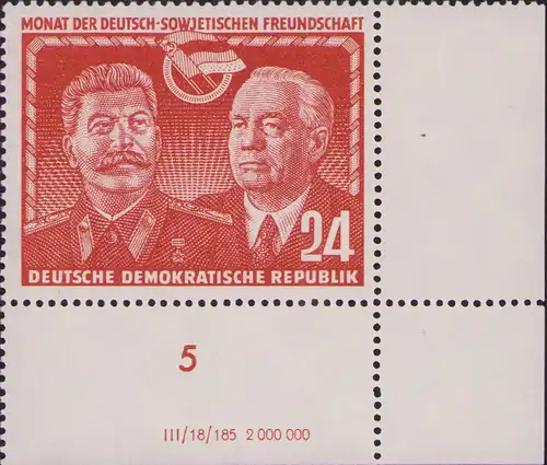 2999 DDR **  297 DV Deutsch-sowjetische Freundschaft 1951