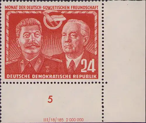 2998 DDR **  297 DV Deutsch-sowjetische Freundschaft 1951