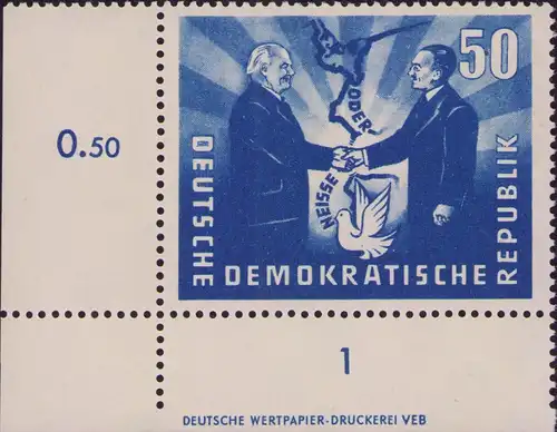 2978 DDR **  285 DV Deutsch-polnische Freundschaft 1951