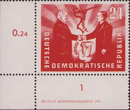 2977 DDR **  284 DV Deutsch-polnische Freundschaft 1951